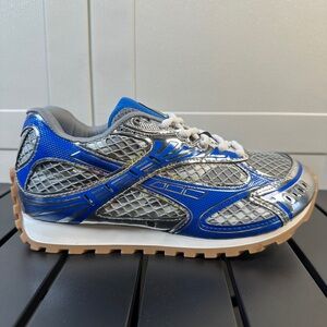 Bottega Veneta Blue and Silver Sneakers